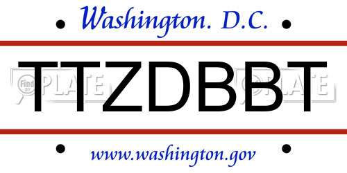 TTZDBBT District Of Columbia License Plate