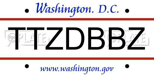 TTZDBBZ District Of Columbia License Plate