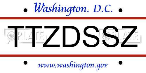 TTZDSSZ District Of Columbia License Plate