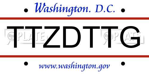 TTZDTTG District Of Columbia License Plate