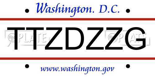 TTZDZZG District Of Columbia License Plate