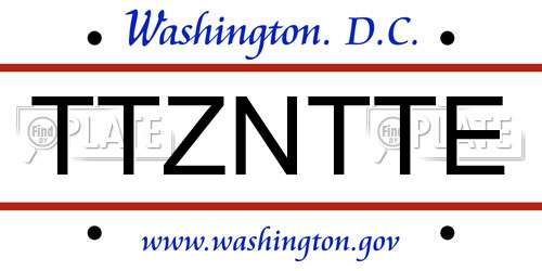 TTZNTTE District Of Columbia License Plate