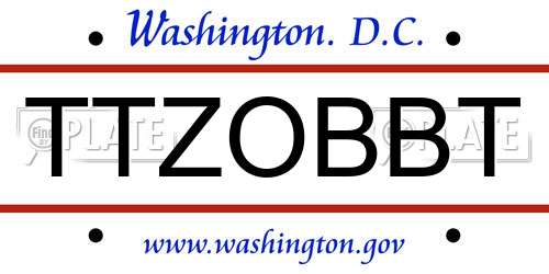 TTZOBBT District Of Columbia License Plate