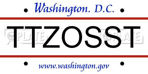 TTZOSST District Of Columbia License Plate