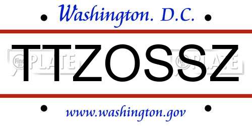 TTZOSSZ District Of Columbia License Plate