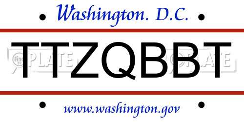 TTZQBBT District Of Columbia License Plate