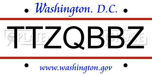 TTZQBBZ District Of Columbia License Plate