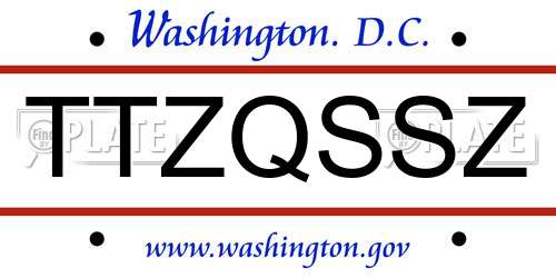 TTZQSSZ District Of Columbia License Plate