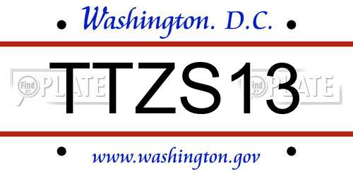 TTZS13 District Of Columbia License Plate