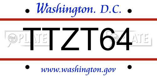 TTZT64 District Of Columbia License Plate