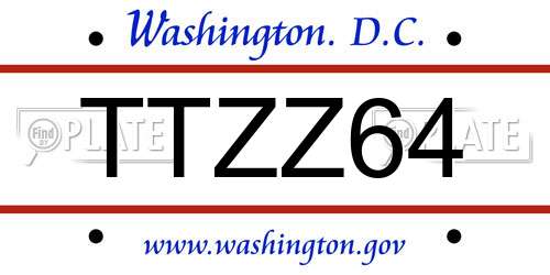 TTZZ64 District Of Columbia License Plate