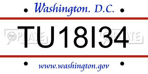 TU18I34 District Of Columbia License Plate