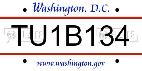 TU1B134 District Of Columbia License Plate