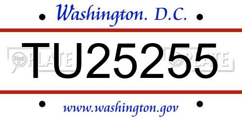 TU25255 District Of Columbia License Plate