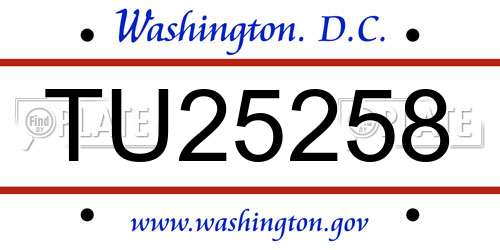 TU25258 District Of Columbia License Plate