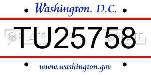 TU25758 District Of Columbia License Plate