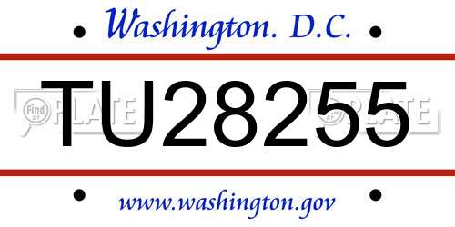 TU28255 District Of Columbia License Plate