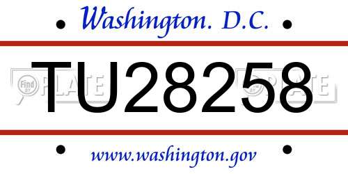 TU28258 District Of Columbia License Plate