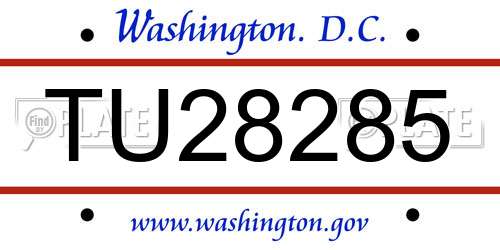 TU28285 District Of Columbia License Plate