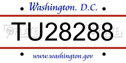 TU28288 District Of Columbia License Plate