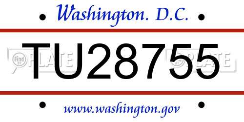 TU28755 District Of Columbia License Plate