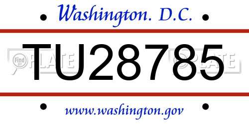 TU28785 District Of Columbia License Plate