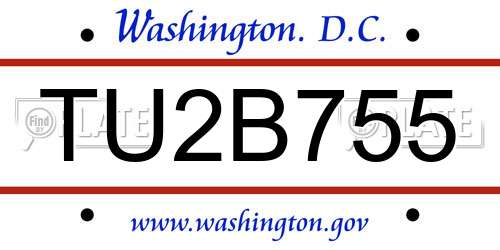 TU2B755 District Of Columbia License Plate