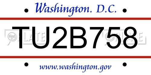 TU2B758 District Of Columbia License Plate