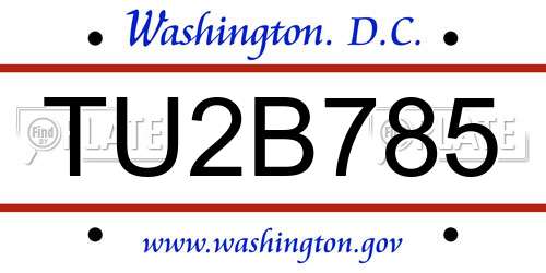 TU2B785 District Of Columbia License Plate