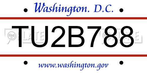 TU2B788 District Of Columbia License Plate