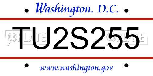 TU2S255 District Of Columbia License Plate
