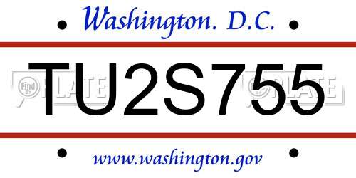 TU2S755 District Of Columbia License Plate