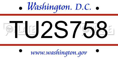 TU2S758 District Of Columbia License Plate