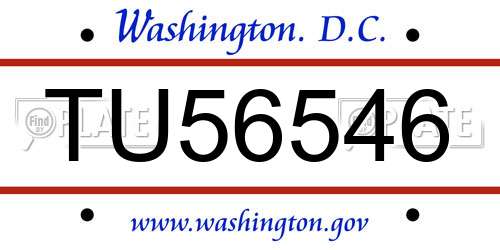 TU56546 District Of Columbia License Plate