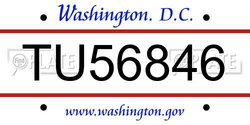 TU56846 District Of Columbia License Plate