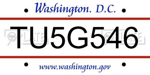 TU5G546 District Of Columbia License Plate