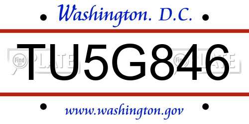 TU5G846 District Of Columbia License Plate