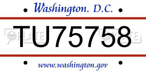TU75758 District Of Columbia License Plate