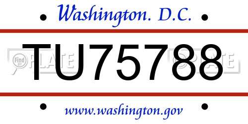 TU75788 District Of Columbia License Plate