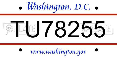 TU78255 District Of Columbia License Plate