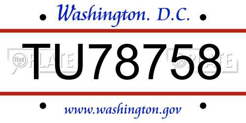 TU78758 District Of Columbia License Plate