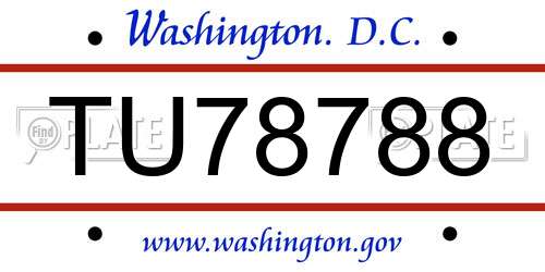 TU78788 District Of Columbia License Plate
