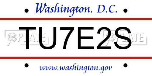 TU7E2S District Of Columbia License Plate