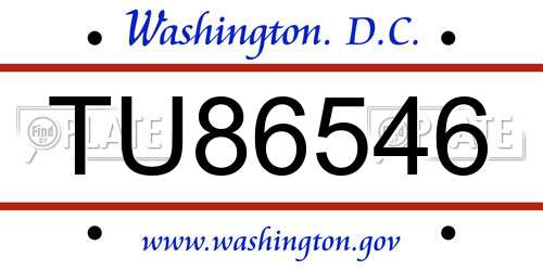 TU86546 District Of Columbia License Plate