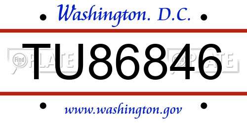 TU86846 District Of Columbia License Plate