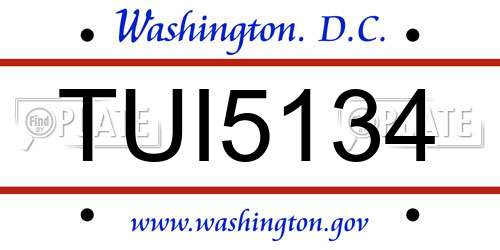 TUI5134 District Of Columbia License Plate