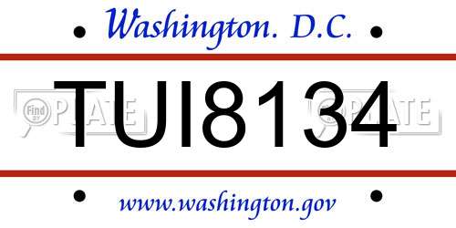 TUI8134 District Of Columbia License Plate