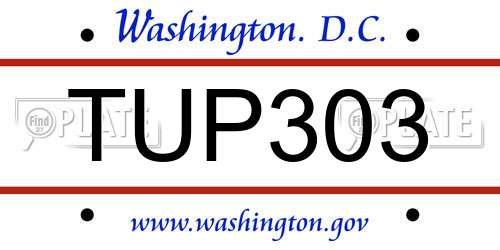TUP303 District Of Columbia License Plate