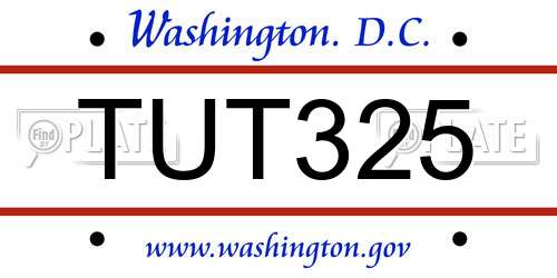 TUT325 District Of Columbia License Plate