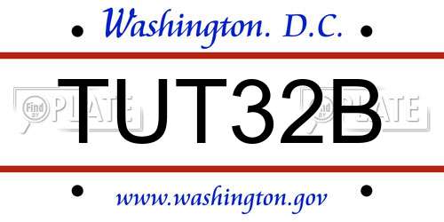 TUT32B District Of Columbia License Plate